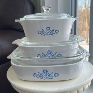 Vintage CorningWare White and Blue Floral Cookware Set - Canada - Lg/Med/Sm